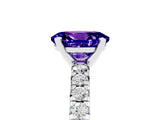 White gold Oval Cut Tanzanite Solitaire Pavé Engagement Ring with Round Band and Prong Setting_17