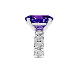 White gold Oval Cut Tanzanite Solitaire Pavé Engagement Ring with Round Band and Prong Setting_71