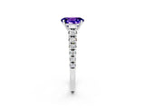 White gold Oval Cut Tanzanite Solitaire Ring with Cathedral Setting and Pavé Band_2