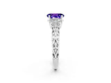 White gold Oval Cut Tanzanite Solitaire Ring with Filigree Band and Four-Prong Setting_26