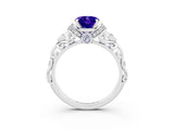 White gold Oval Cut Tanzanite Solitaire Ring with Filigree Band and Four-Prong Setting_27