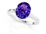 White gold Oval Cut Tanzanite Solitaire Ring with Flower Prong Setting and Classic Band_13