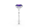 White gold Oval Cut Tanzanite Solitaire Ring with Flower Prong Setting and Classic Band_14
