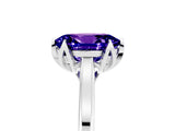 White gold Oval Cut Tanzanite Solitaire Ring with Flower Prong Setting and Classic Band_17
