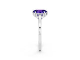 White gold Oval Cut Tanzanite Solitaire Ring with Flower Prong Setting and Classic Band_50