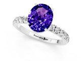 White gold Oval Cut Tanzanite Solitaire Ring with Pavé Accents and Four-Prong Setting_1