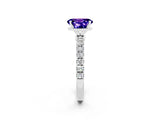 White gold Oval Cut Tanzanite Solitaire Ring with Pavé Accents and Four-Prong Setting_2