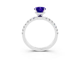 White gold Oval Cut Tanzanite Solitaire Ring with Pavé Accents and Four-Prong Setting_3