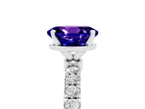 White gold Oval Cut Tanzanite Solitaire Ring with Pavé Accents and Four-Prong Setting_5