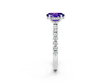 White gold Oval Cut Tanzanite Solitaire Ring with Pavé Band and Four-Prong Setting_26