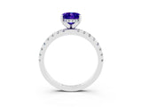 White gold Oval Cut Tanzanite Solitaire Ring with Pavé Band and Four-Prong Setting_27