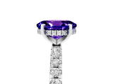 White gold Oval Cut Tanzanite Solitaire Ring with Pavé Band and Four-Prong Setting_29