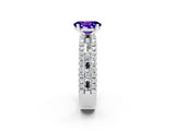 White gold Oval Cut Tanzanite Solitaire Ring with Pavé and Channel Set Band_2
