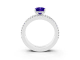 White gold Oval Cut Tanzanite Solitaire Ring with Pavé and Channel Set Band_3