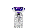 White gold Oval Cut Tanzanite Solitaire Ring with Pavé and Channel Set Band_5