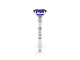 White gold Oval Cut Tanzanite Solitaire Ring with Pave Band and Four Prong Setting_26