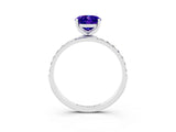 White gold Oval Cut Tanzanite Solitaire Ring with Pave Band and Four Prong Setting_27