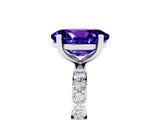 White gold Oval Cut Tanzanite Solitaire Ring with Pave Band and Four Prong Setting_29