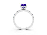White gold Oval Cut Tanzanite Solitaire Ring with Round  Pavé Band and Four-Prong Setting_63