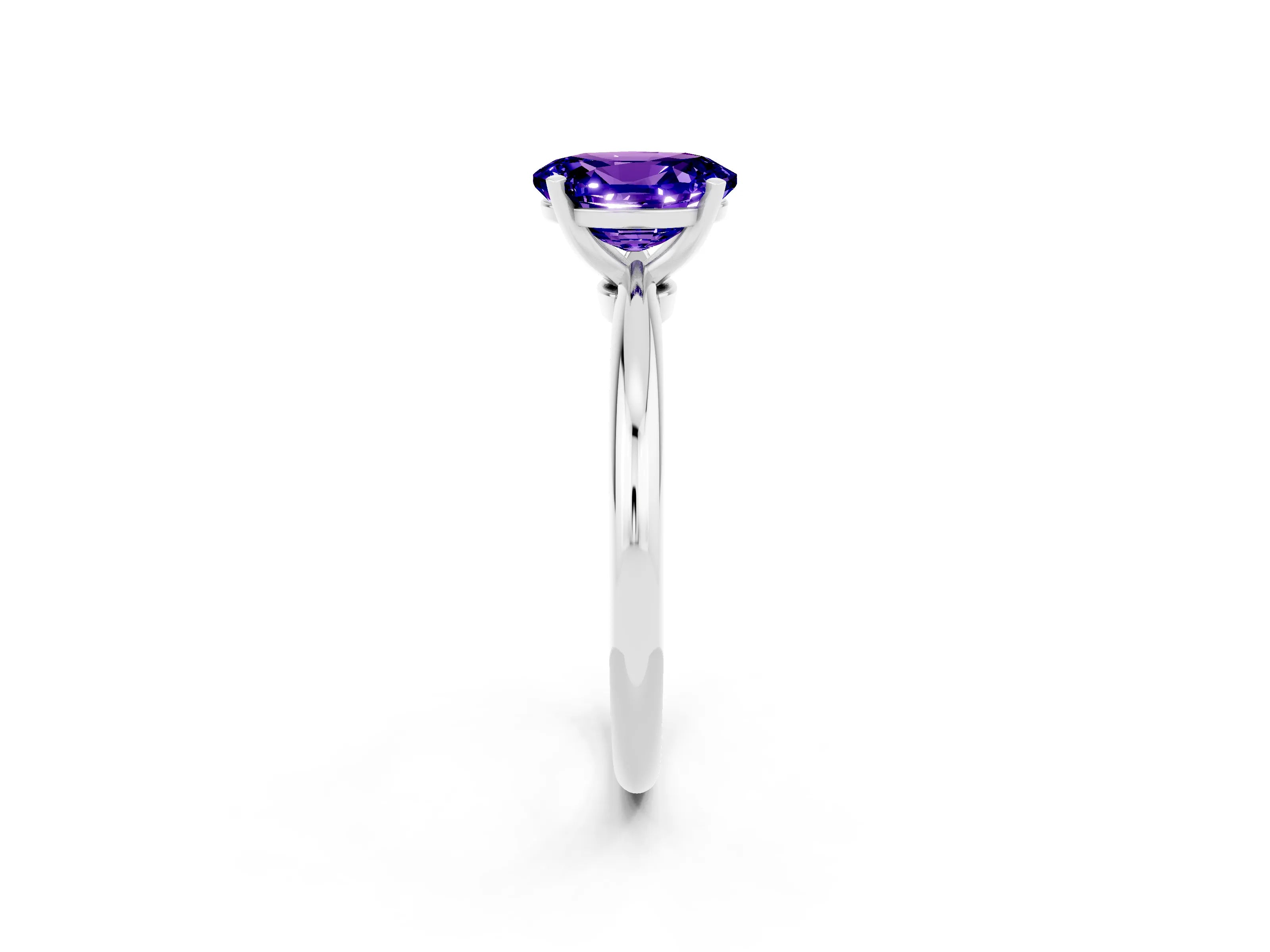 White gold Oval Cut Tanzanite Solitaire Ring with Six-Prong Setting and Classic Band_14