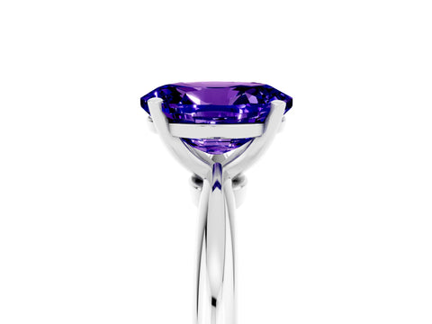 White gold Oval Cut Tanzanite Solitaire Ring with Six-Prong Setting and Classic Band_17
