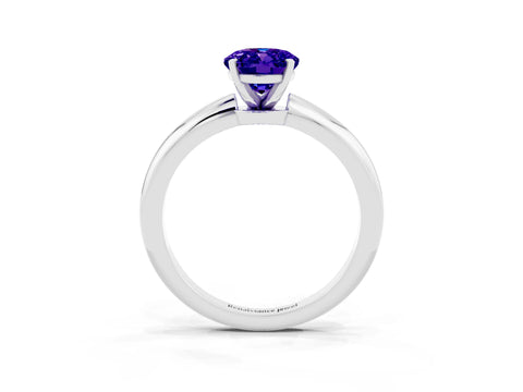 White gold Oval Cut Tanzanite Solitaire Ring with Six-Prong Setting and Classic Band_3