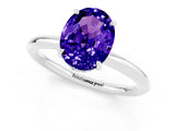 White gold Oval Cut Tanzanite Solitaire Ring with Thin Band and Four-Prong Setting_13