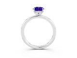 White gold Oval Cut Tanzanite Solitaire Ring with Thin Band and Four-Prong Setting_15