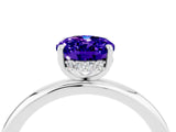 White gold Oval Cut Tanzanite Solitaire Ring with Thin Band and Four-Prong Setting_16