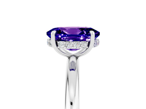White gold Oval Cut Tanzanite Solitaire Ring with Thin Band and Four-Prong Setting_17