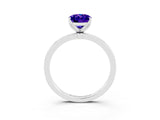 White gold Oval Cut Tanzanite Solitaire Ring with Thin Band and Prong Setting_15