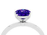 White gold Oval Cut Tanzanite Solitaire Ring with Thin Band and Prong Setting_16