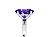 White gold Oval Cut Tanzanite Solitaire Ring with Thin Band and Prong Setting_17