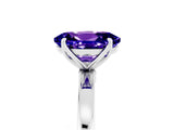 White gold Oval Cut Tanzanite Solitaire Ring with Thin Band and Prong Setting_41