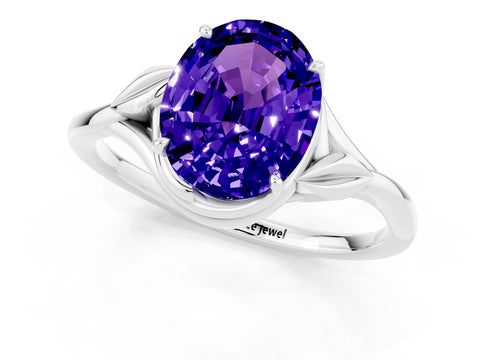 White gold Oval Cut Tanzanite Solitaire Ring with Twist Band and Four-Prong Setting_37