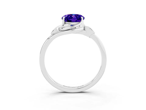 White gold Oval Cut Tanzanite Solitaire Ring with Twist Band and Four-Prong Setting_39