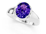 White gold Oval Cut Tanzanite Solitaire Ring with Wide Band and Prong Setting_1
