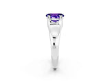 White gold Oval Cut Tanzanite Solitaire Ring with Wide Band and Prong Setting_2