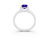 White gold Oval Cut Tanzanite Solitaire Ring with Wide Band and Prong Setting_3