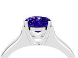 White gold Oval Cut Tanzanite Solitaire Ring with Wide Band and Prong Setting_4
