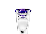White gold Oval Cut Tanzanite Solitaire Ring with Wide Band and Prong Setting_5