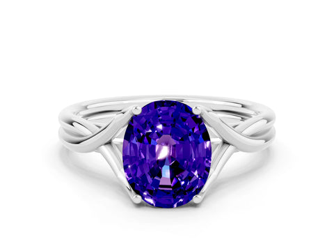 White gold Oval Cut Tanzanite Solitaire Twist Band Prong Setting Ring_24