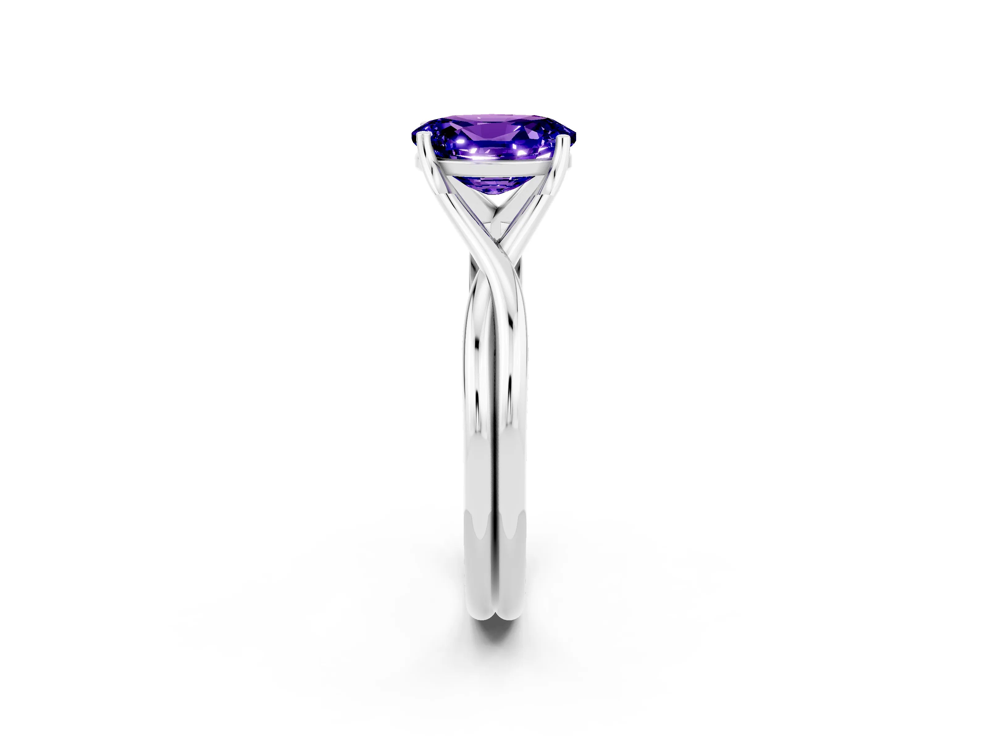 White gold Oval Cut Tanzanite Solitaire Twist Band Prong Setting Ring_26