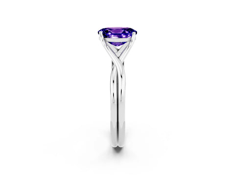 White gold Oval Cut Tanzanite Solitaire Twist Band Prong Setting Ring_26