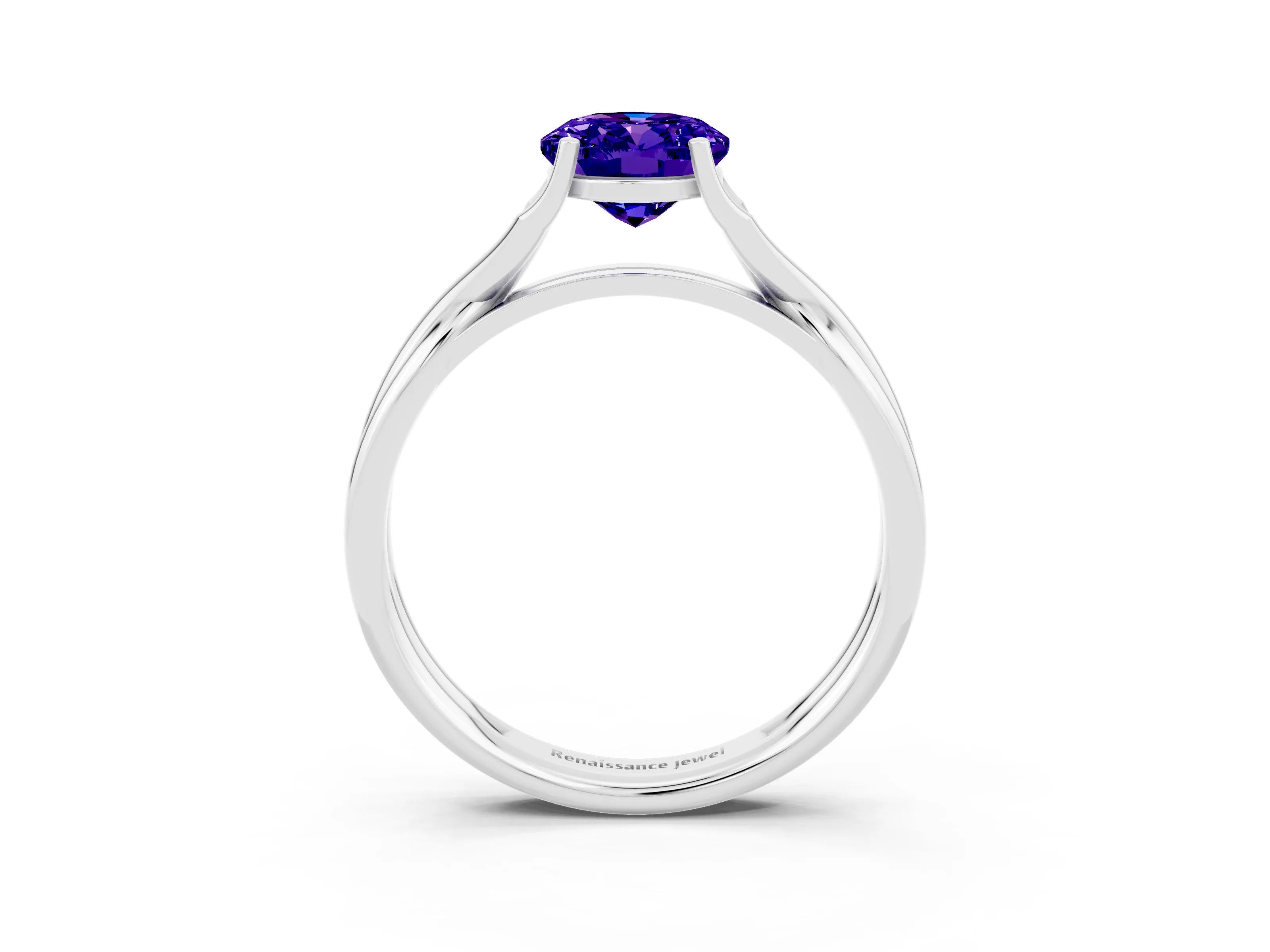 White gold Oval Cut Tanzanite Solitaire Twist Band Prong Setting Ring_27