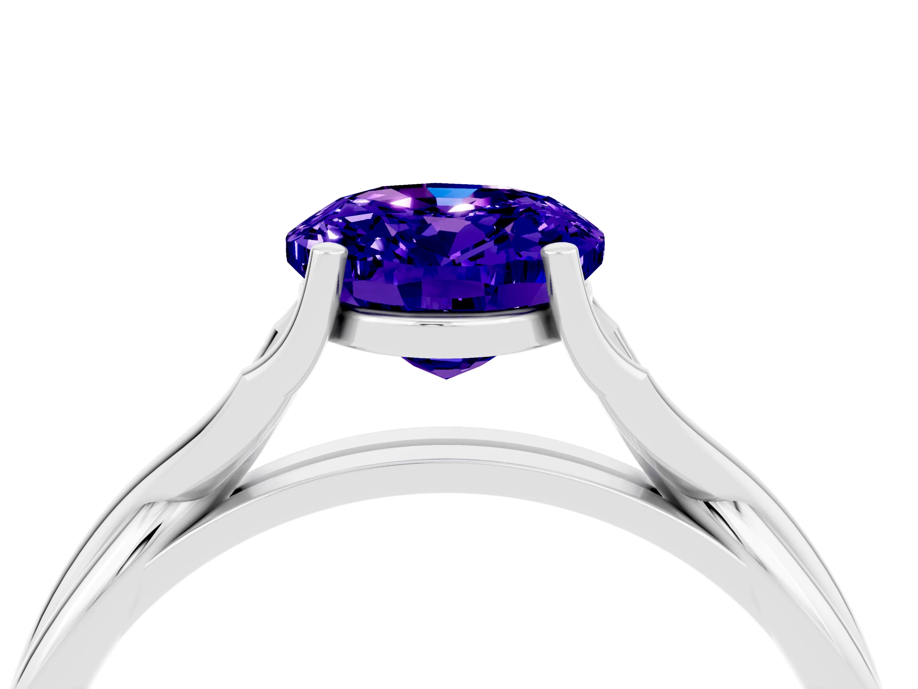 White gold Oval Cut Tanzanite Solitaire Twist Band Prong Setting Ring_28