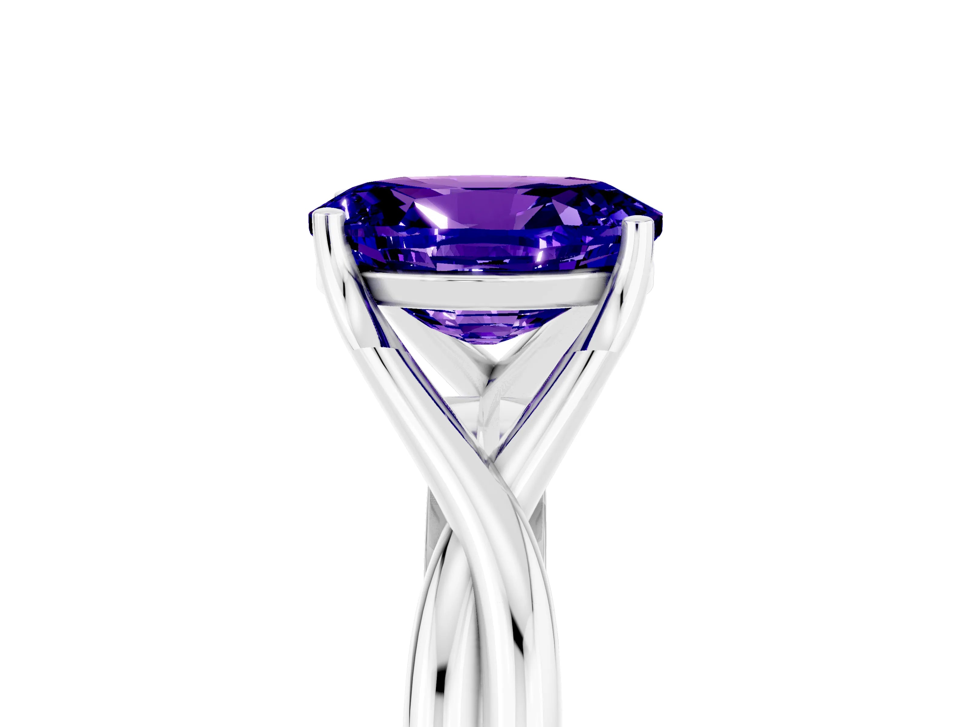 White gold Oval Cut Tanzanite Solitaire Twist Band Prong Setting Ring_29