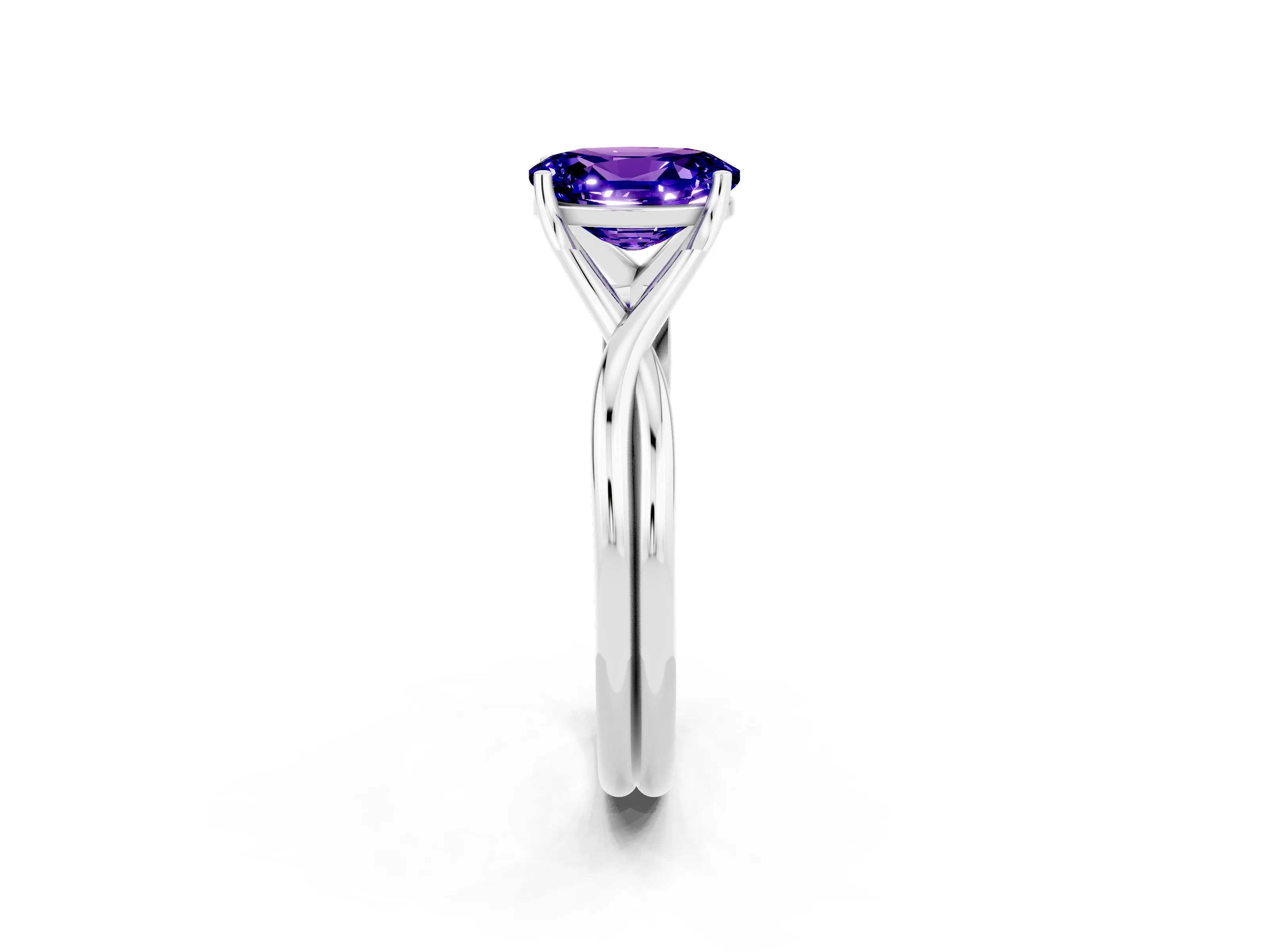 White gold Oval Cut Tanzanite Solitaire Twist Band Prong Setting Ring_38