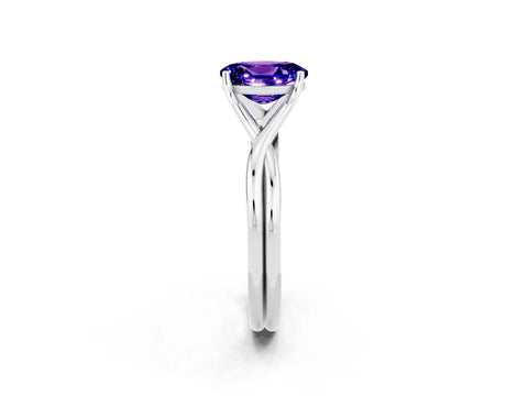 White gold Oval Cut Tanzanite Solitaire Twist Band Prong Setting Ring_38