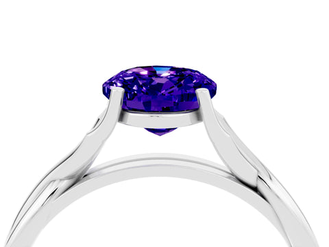 White gold Oval Cut Tanzanite Solitaire Twist Band Prong Setting Ring_40